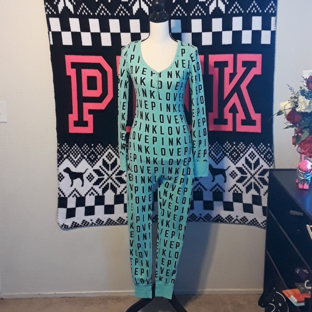 RARE Pink Thermal Onsie with Backdoor Flap